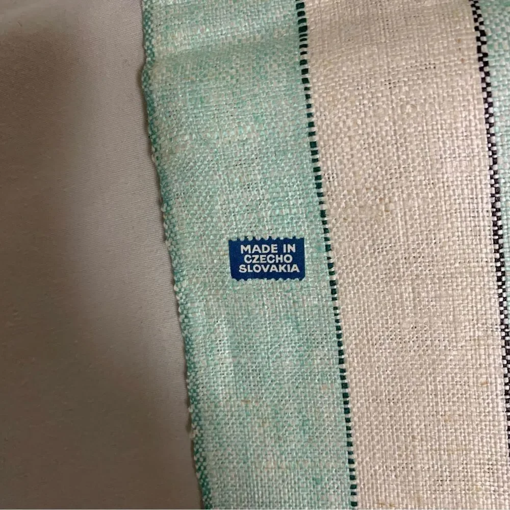 NWT Antique Linen Crochet Tablecloth White Green  T.C All Pure Czech Collectible